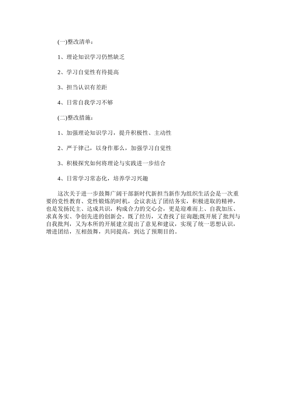 2023年激励广ۥ大干部新时代新担当新作为组织生活会总结.docx_第2页