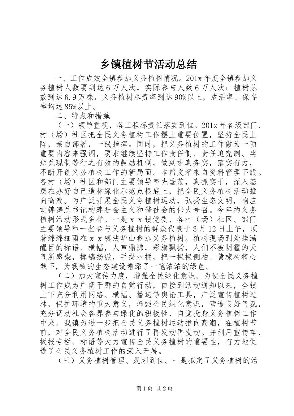 2023年乡镇植树节活动总结.docx_第1页