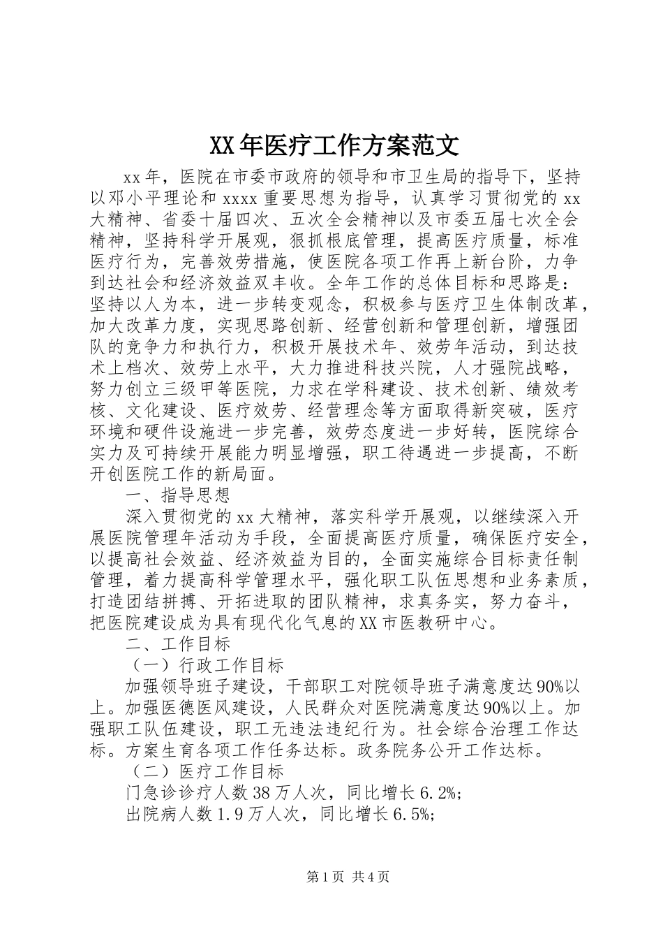 2023年医疗工作计划范文.docx_第1页