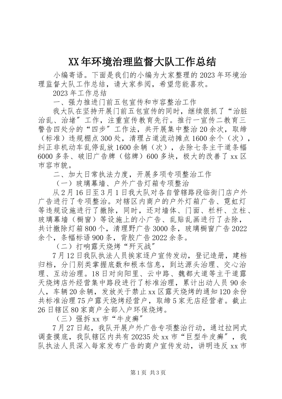 2023年环境治理监督大队工作总结.docx_第1页