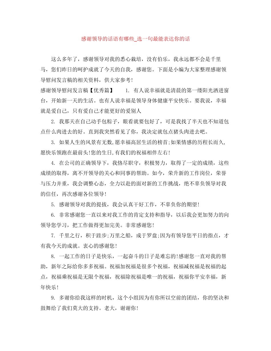2023年感谢领导的话语有哪些选一句最能表达你的话.docx_第1页
