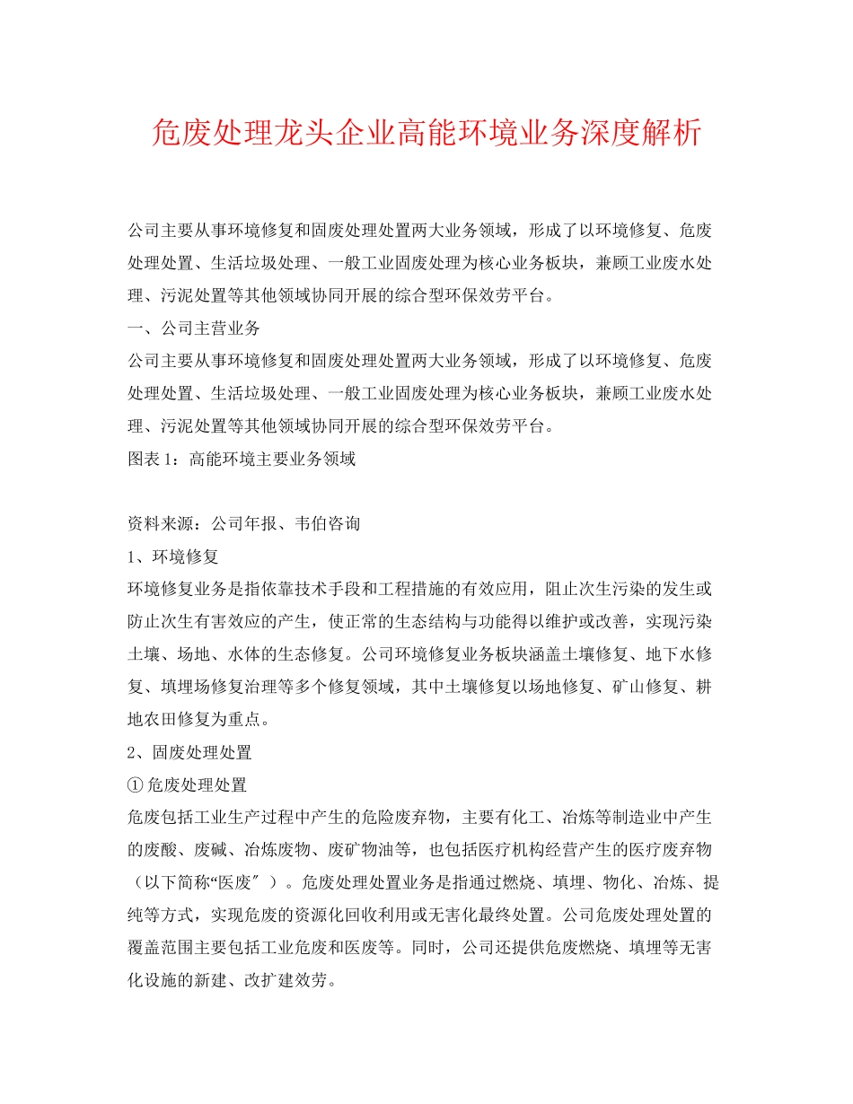 2023年《安全环境环保技术》之危废处理龙头企业高能环境业务深度解析.docx_第1页