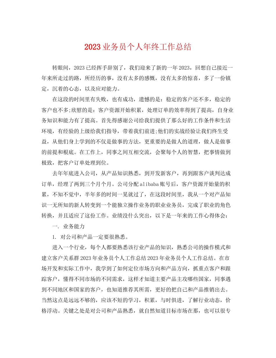 2023年业务员个人终工作总结.docx_第1页