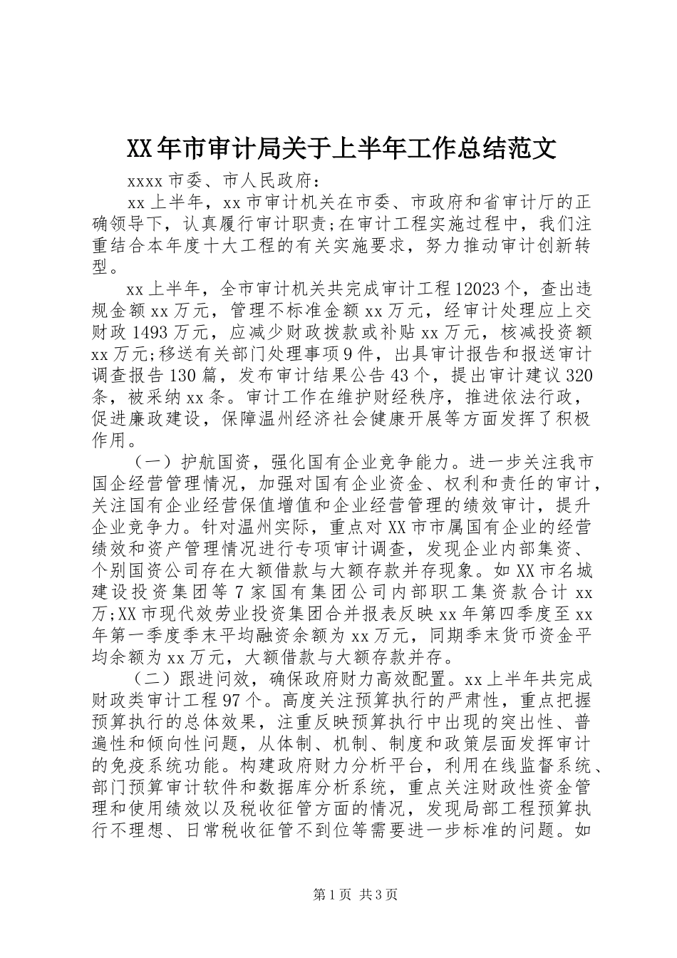 2023年市审计局上半年工作总结.docx_第1页