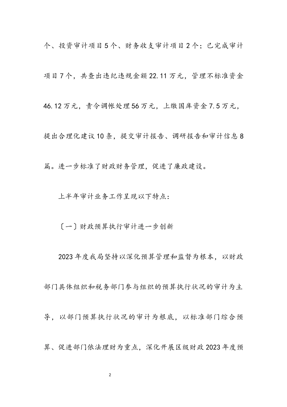 2023年审计局上半年审计任务完成情况总结.docx_第2页