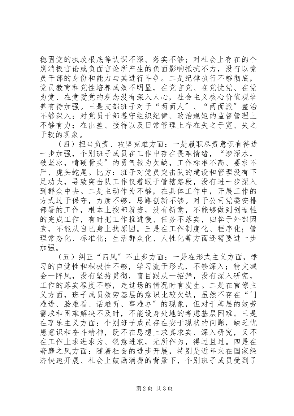 2023年广元管理处党总支班子对照检查材料.docx_第2页