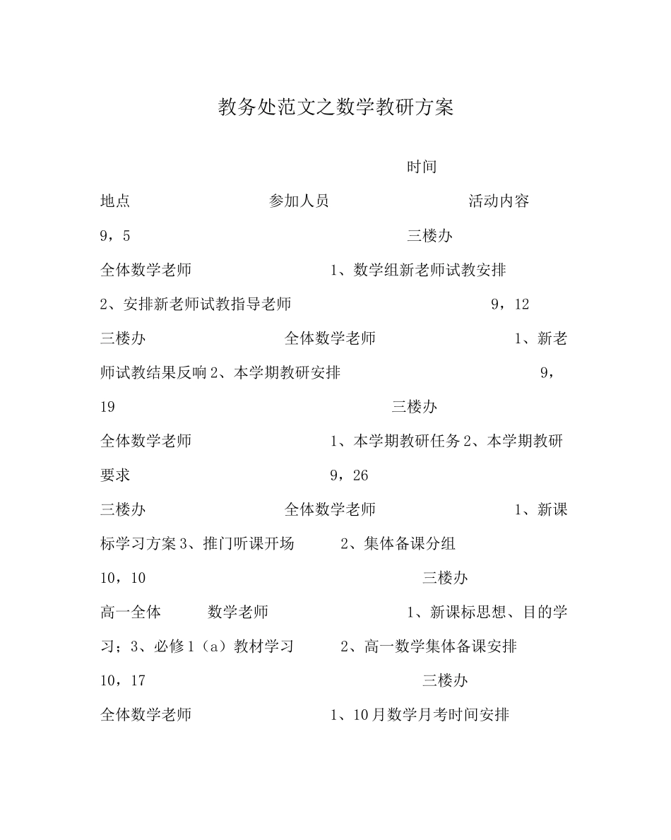 2023年教导处范文数学教研计划.docx_第1页