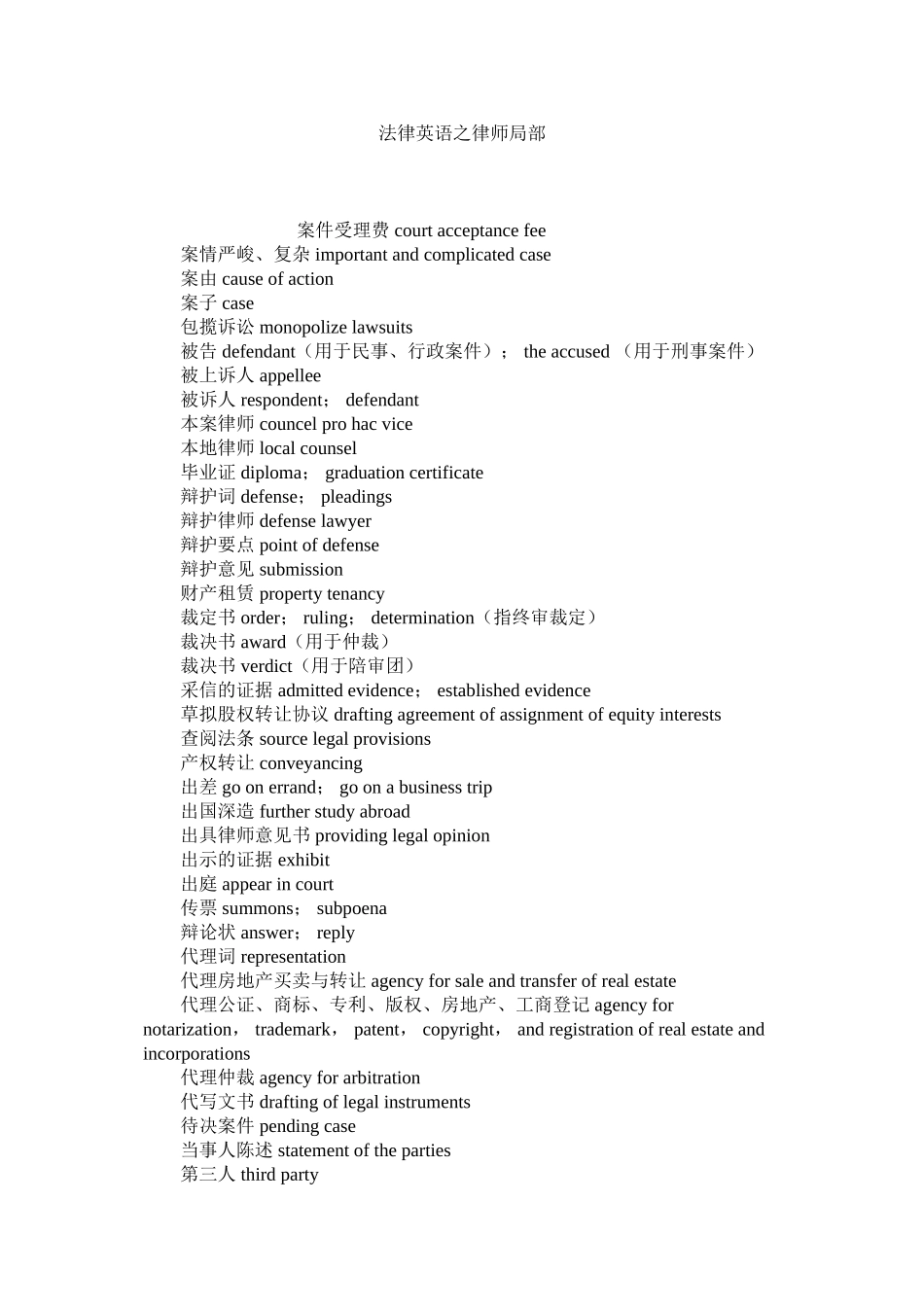 2023年法律英语之律师部分.docx_第1页