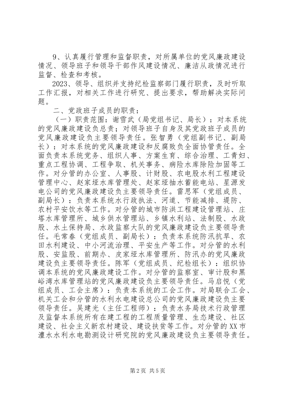 2023年水务局党风廉政建设责任制分解实施办法.docx_第2页