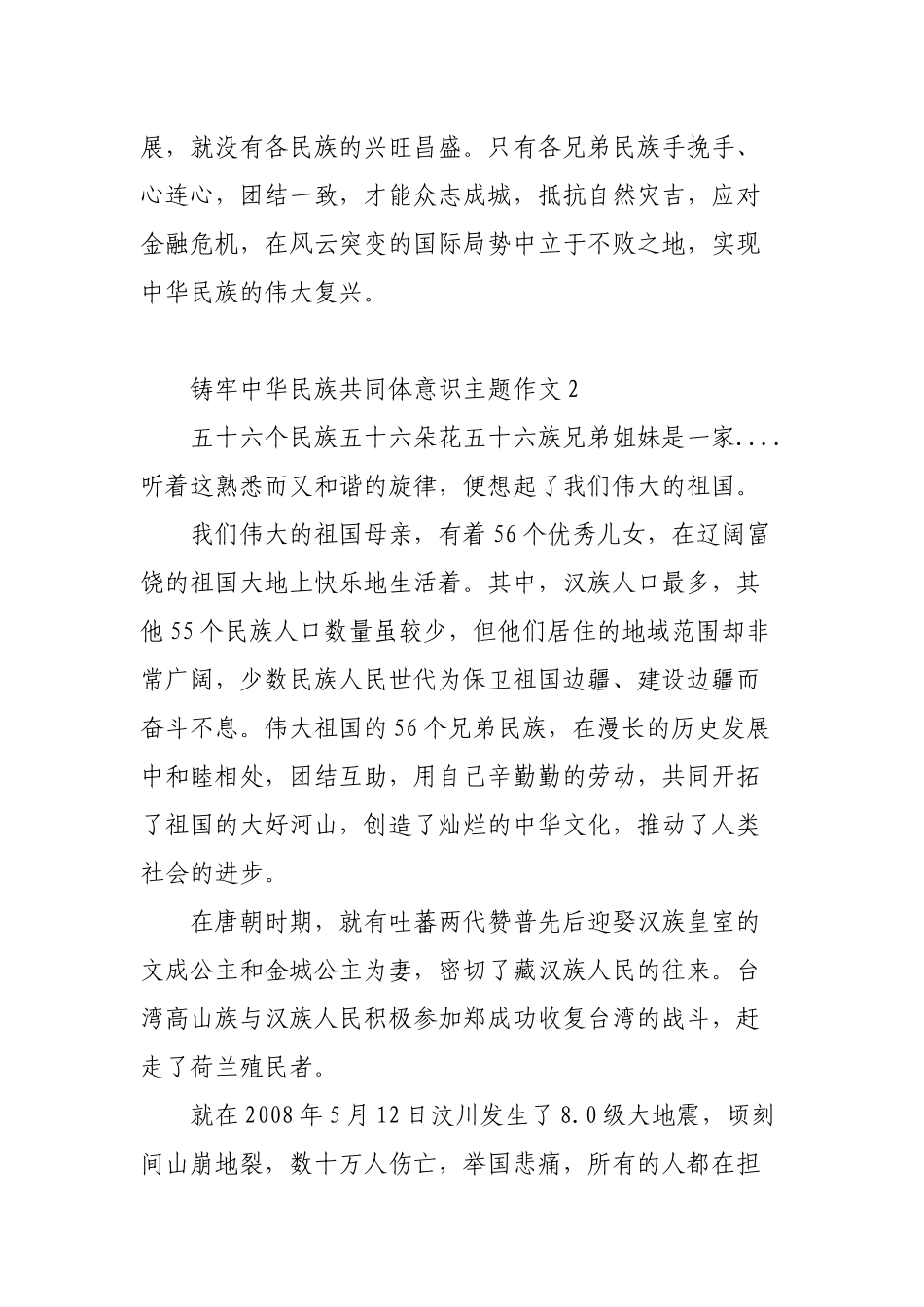 (13篇)铸牢中华民族共同体意识主题作文.docx_第2页