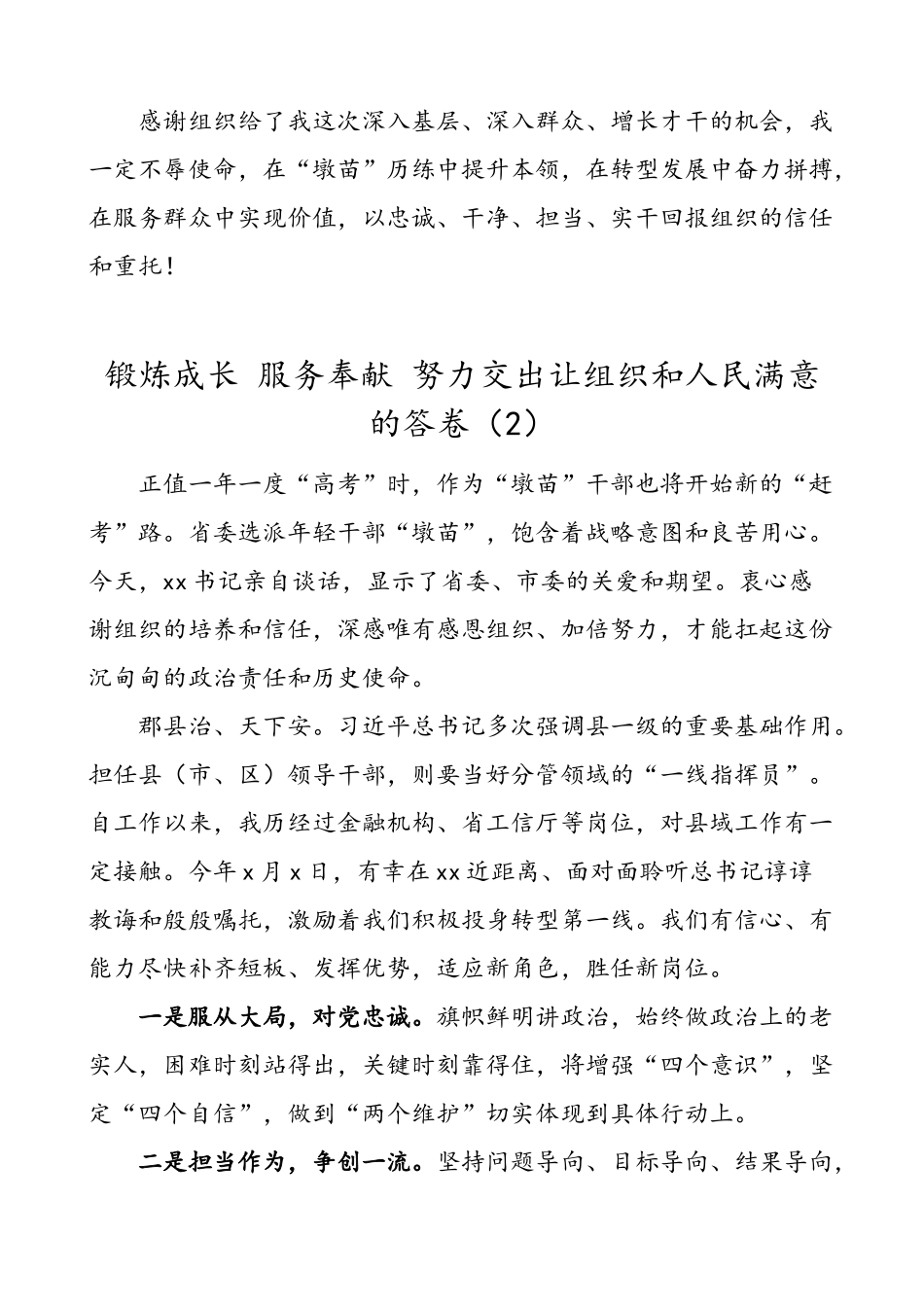 3篇年轻干部挂职干部座谈会交流发言材料.doc_第2页