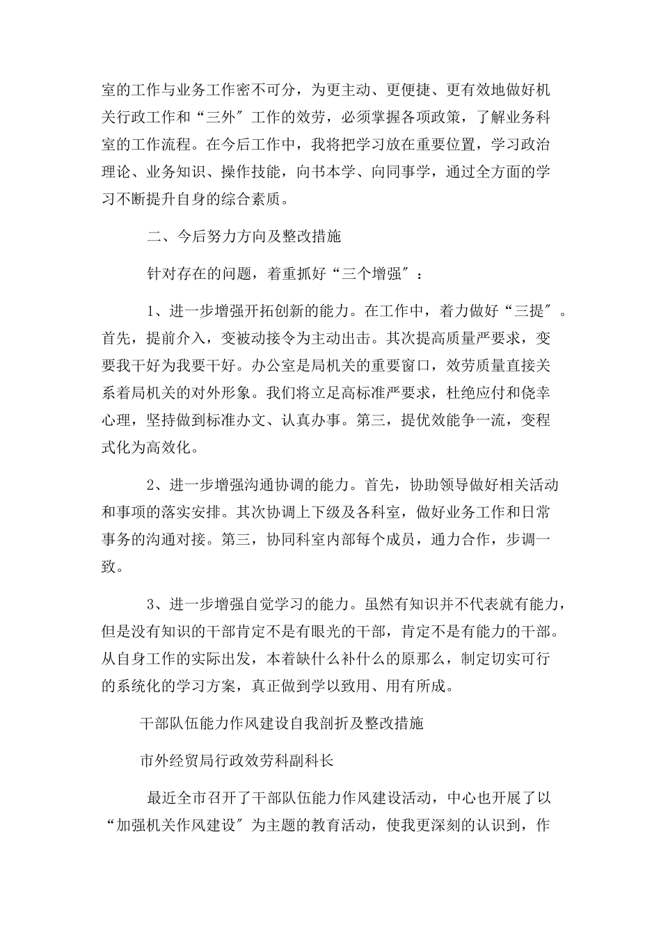 2023年干部队伍能力作风建设个人及整改措施.docx_第3页