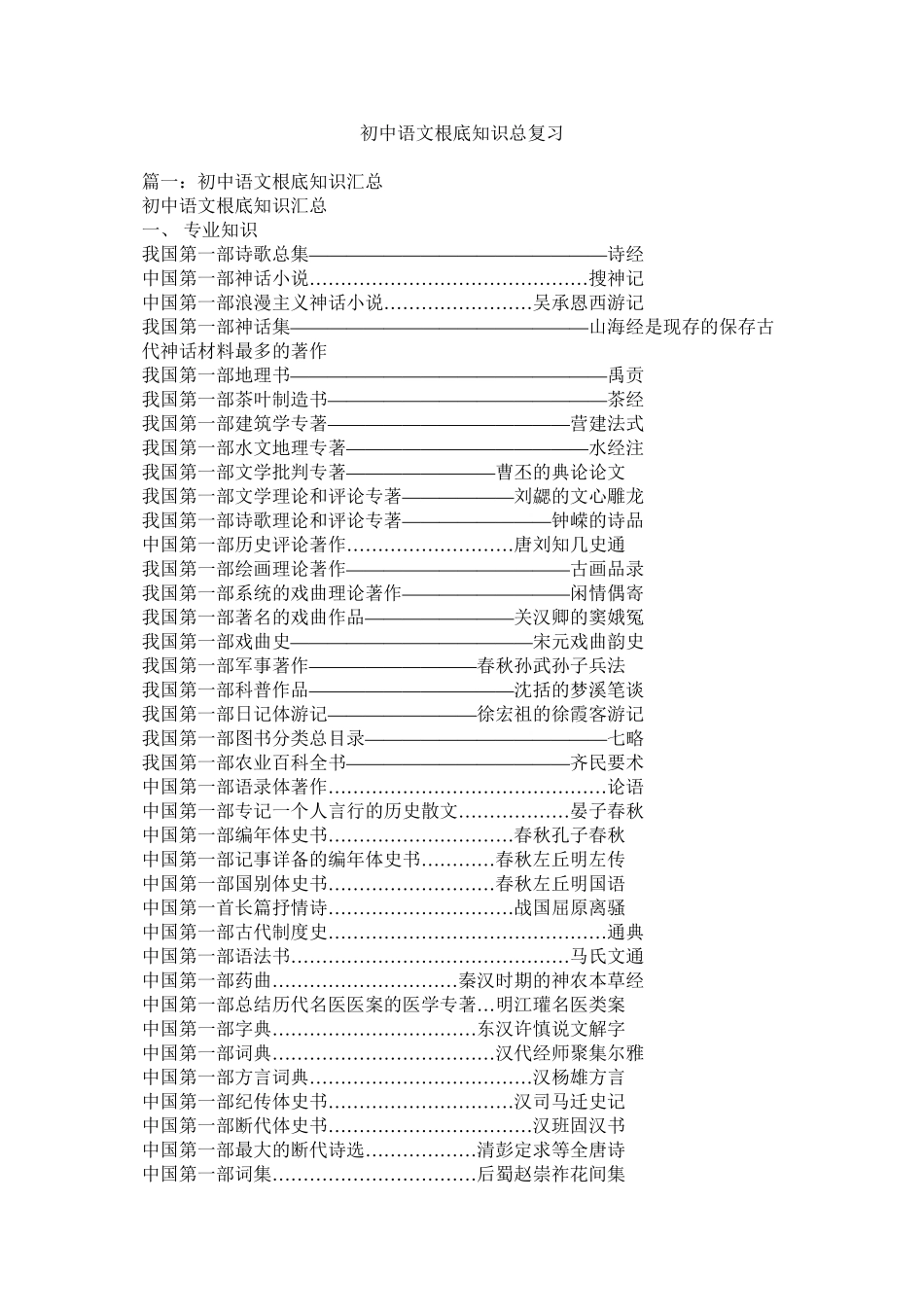2023年初中语文基础知识总复习.docx_第1页