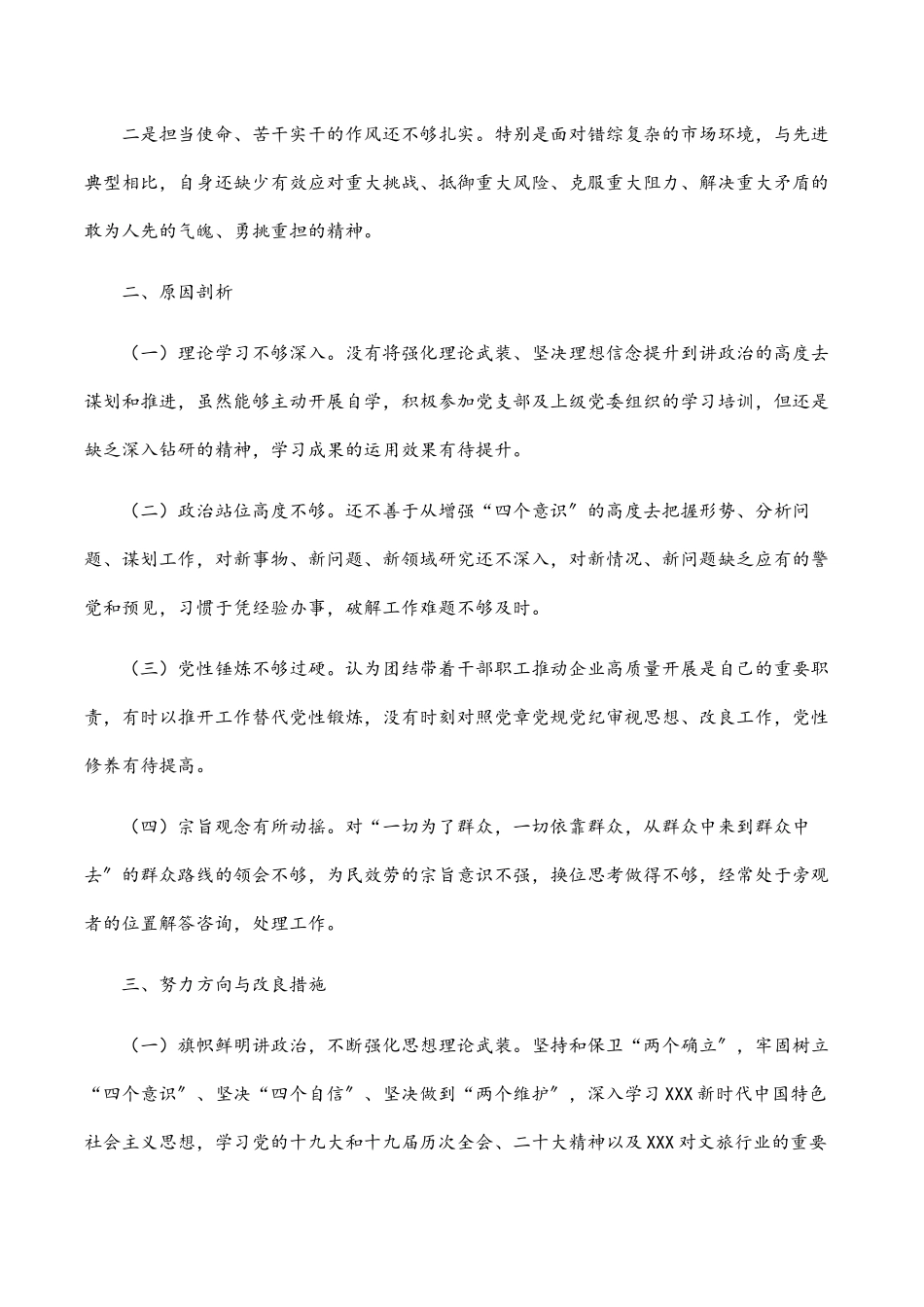 公司总经理2023年度组织生活会对照检查材料.docx_第3页