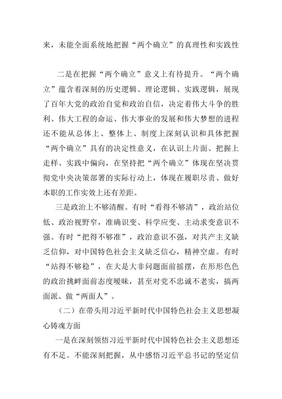 2022年度民主生活会个人对照检查材料（市常委班子成员）.docx_第2页