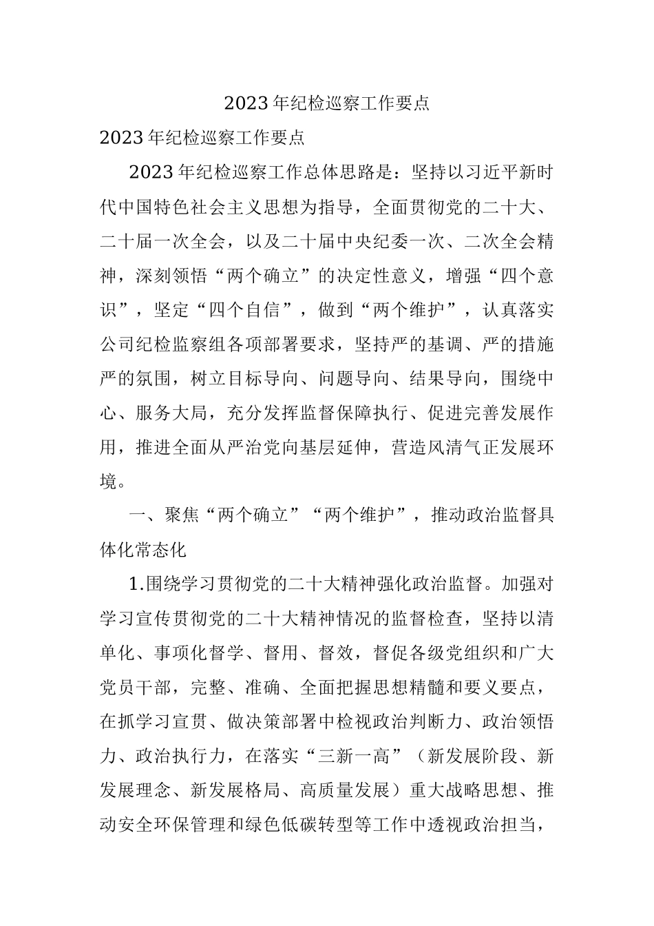 2023年纪检巡察工作要点.docx_第1页