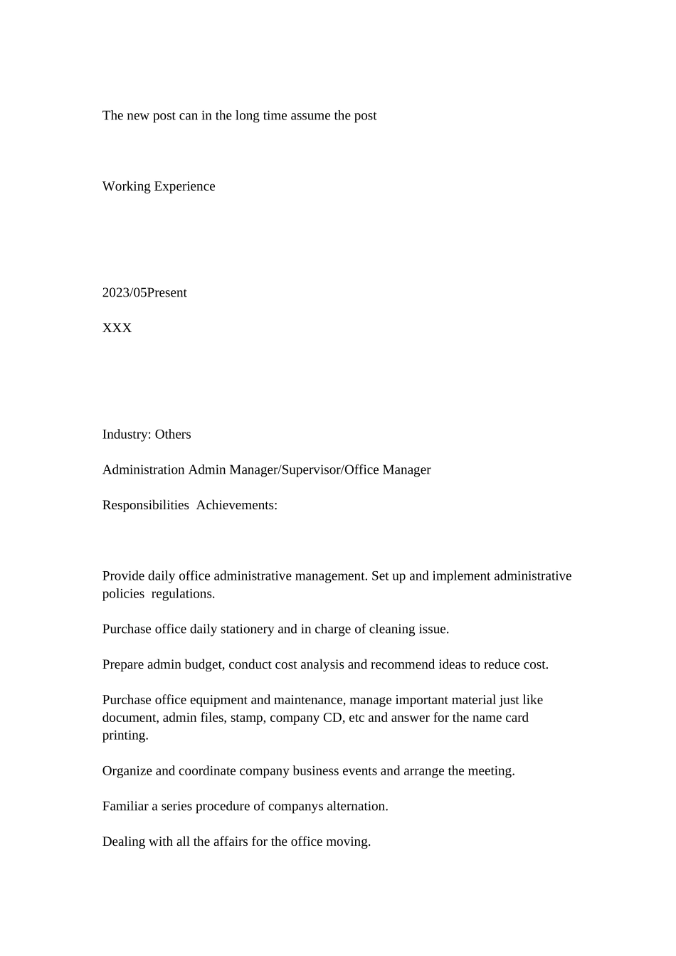 2023年行政主管英文简历表.docx_第3页