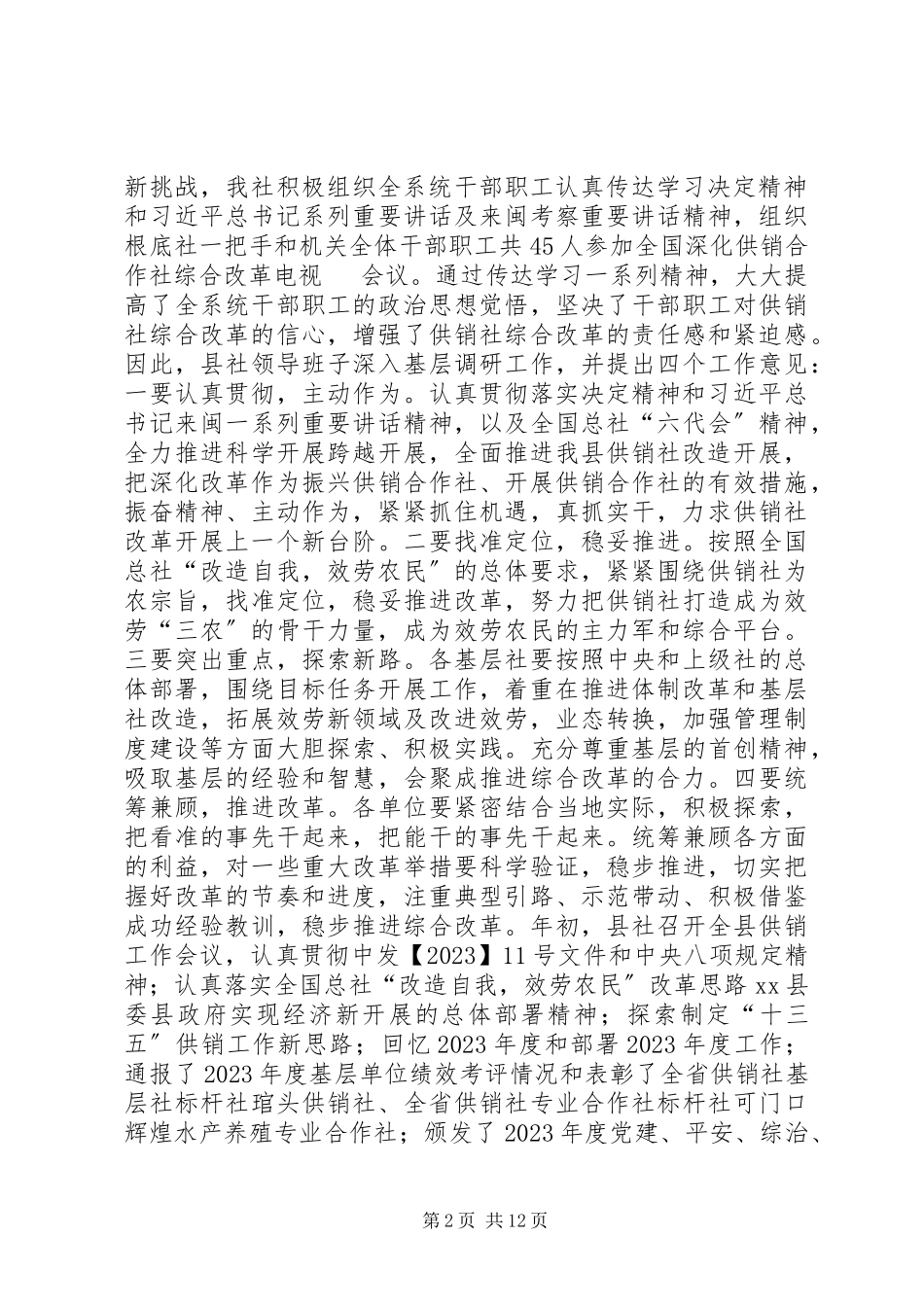 2023年乡镇供销社年度工作总结暨工作思路.docx_第2页
