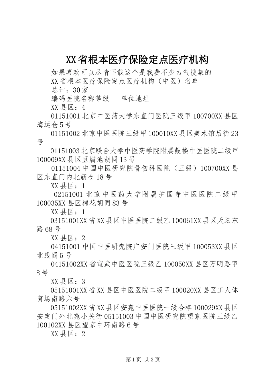 2023年XX省基本医疗保险点医疗机构.docx_第1页