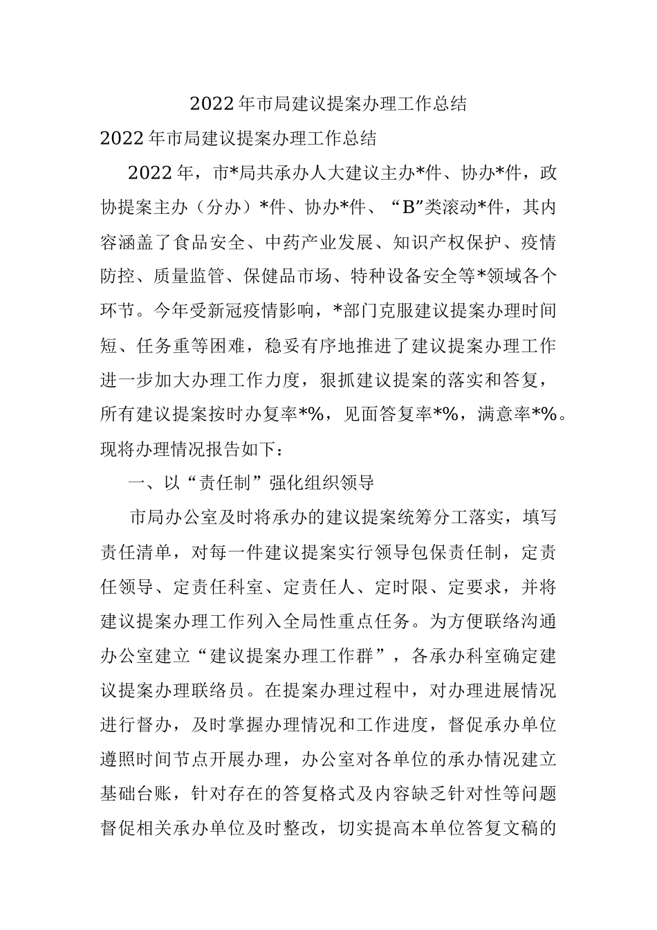 2022年市局建议提案办理工作总结.docx_第1页