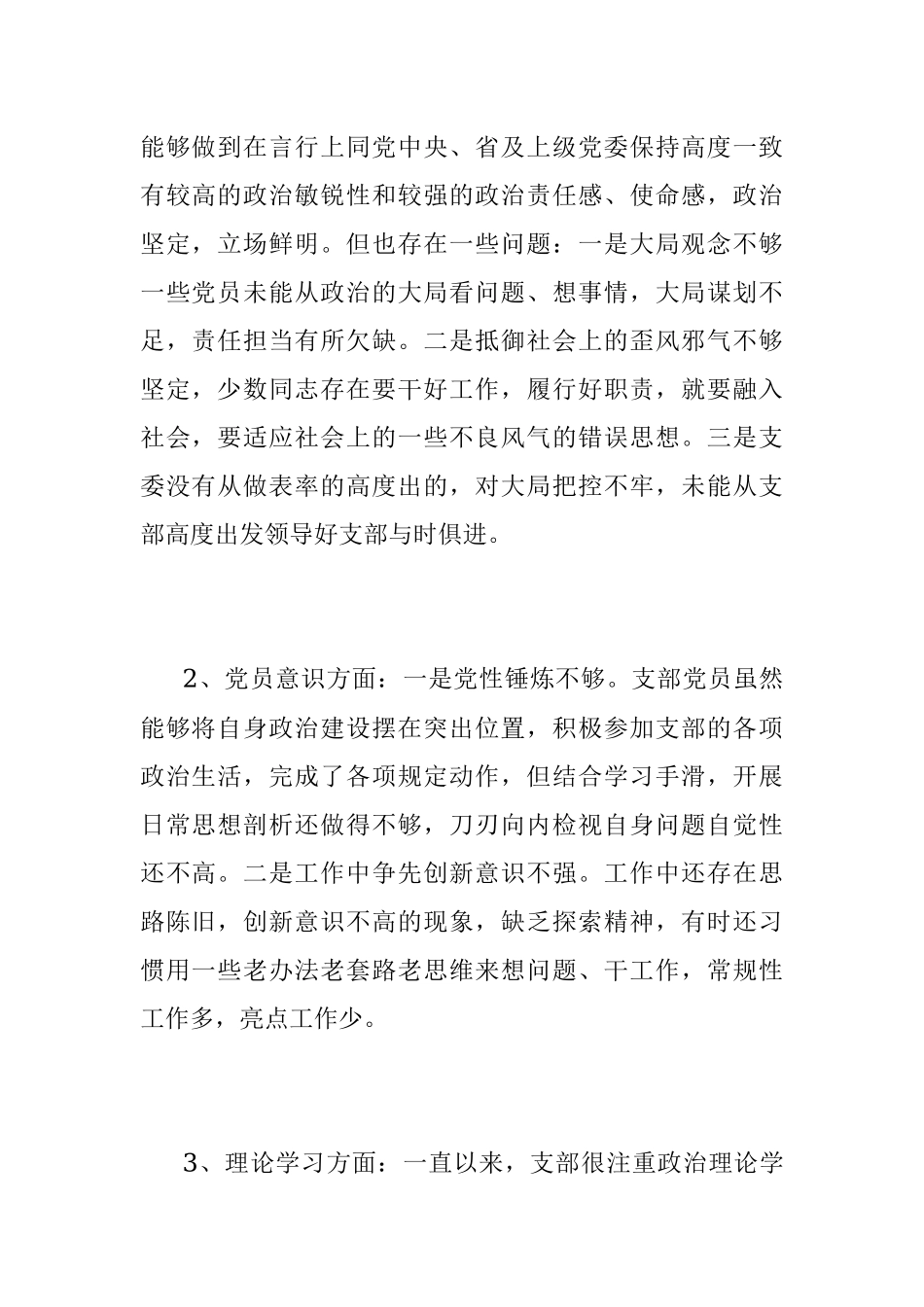 XXX党支部班子上年度组织生活会对照检查材料.docx_第2页