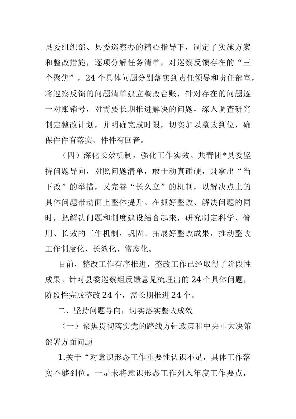 2023年共青团县委关于巡察整改进展情况的报告.docx_第2页