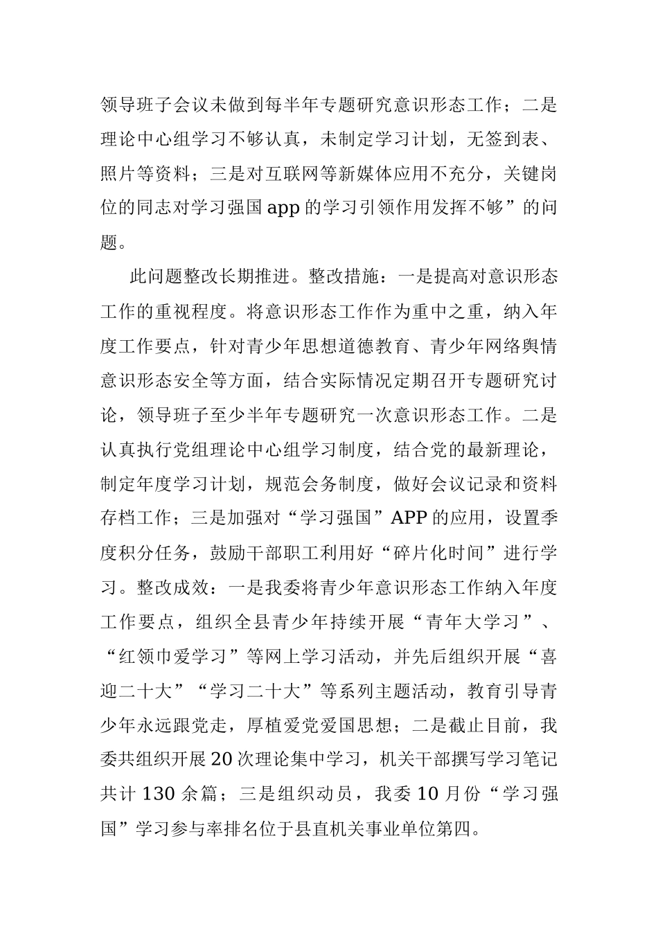 2023年共青团县委关于巡察整改进展情况的报告.docx_第3页