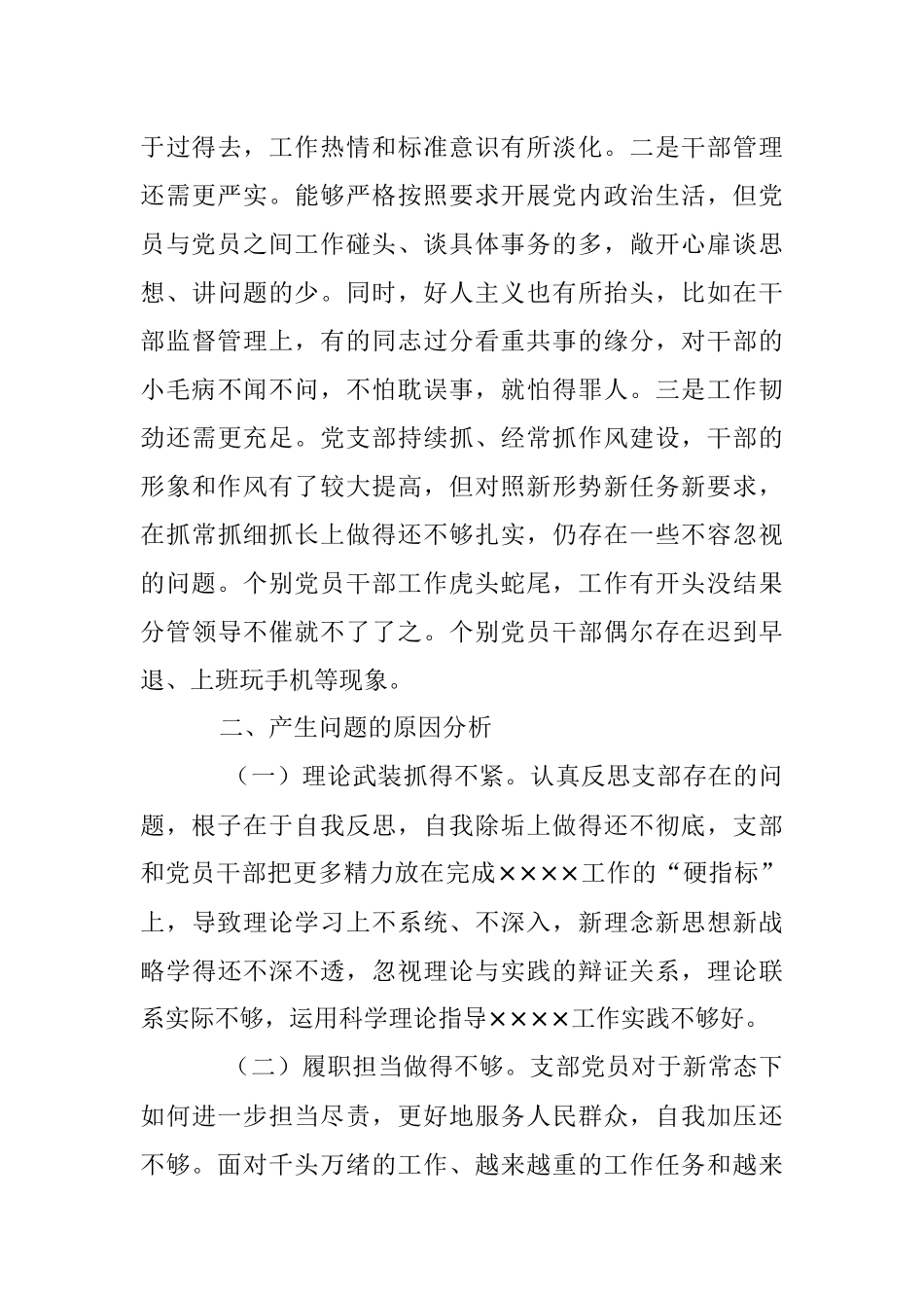 202X年度在组织生活会班子对照检查材料.docx_第3页
