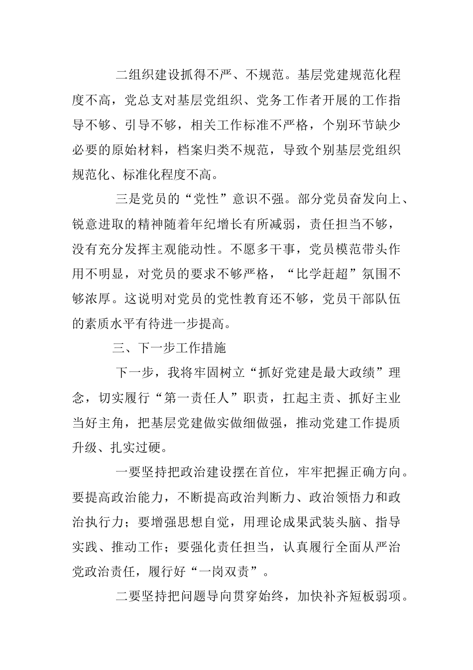 XX党组织书记的202X年度抓基层党建述职报告.docx_第3页