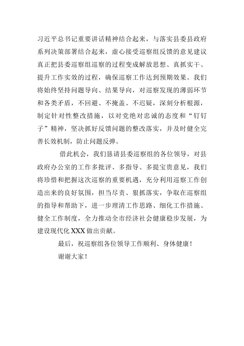 X县政府办公室主任在巡查组进驻暨巡察动员会上的表态发言.docx_第3页
