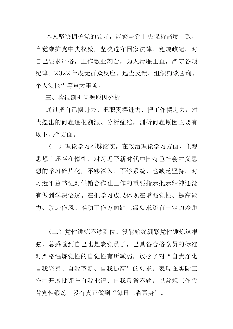 国企领导2022年民主生活会发言提纲.docx_第3页