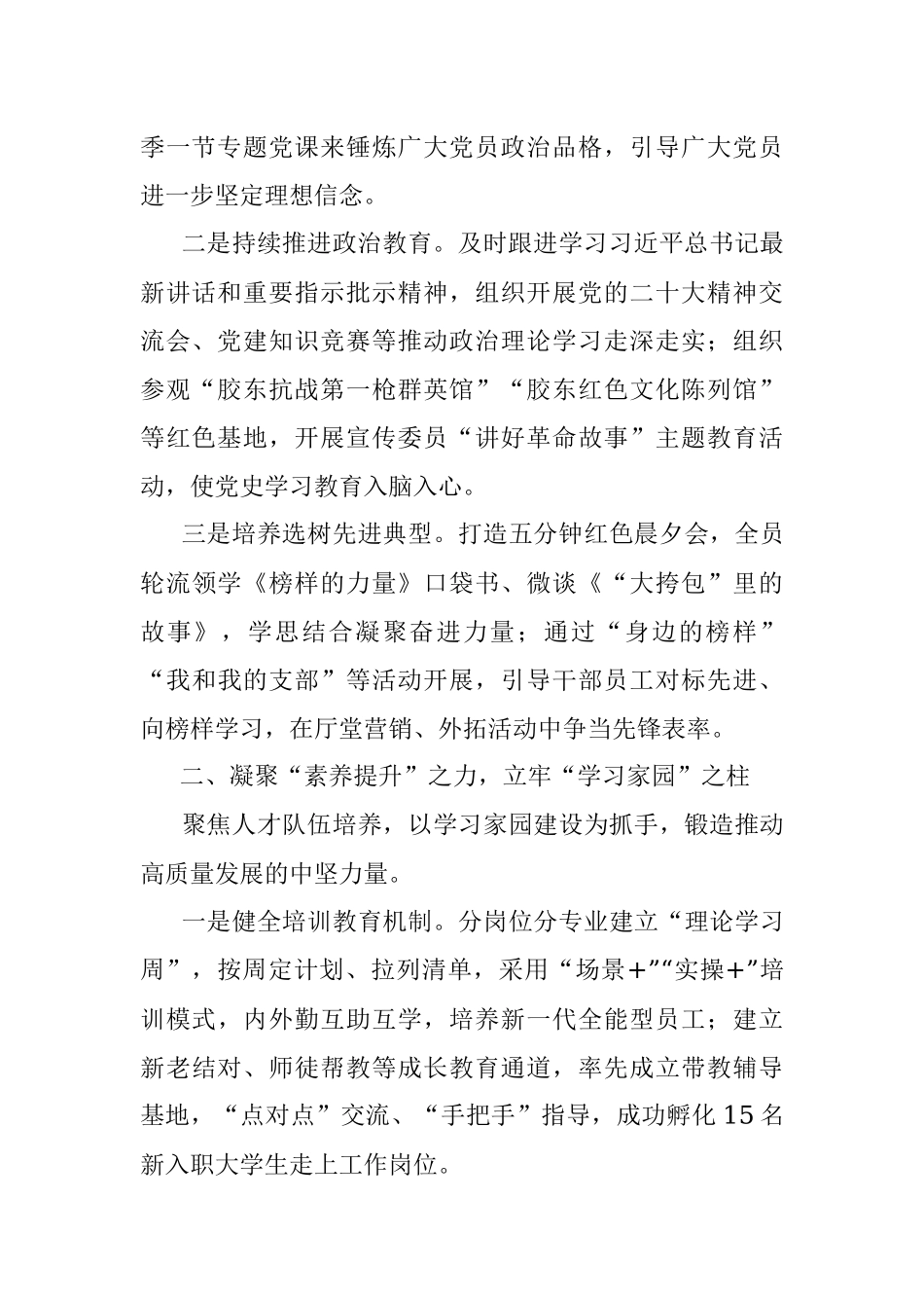 银行党支部建设党建工作事迹材料.docx_第2页