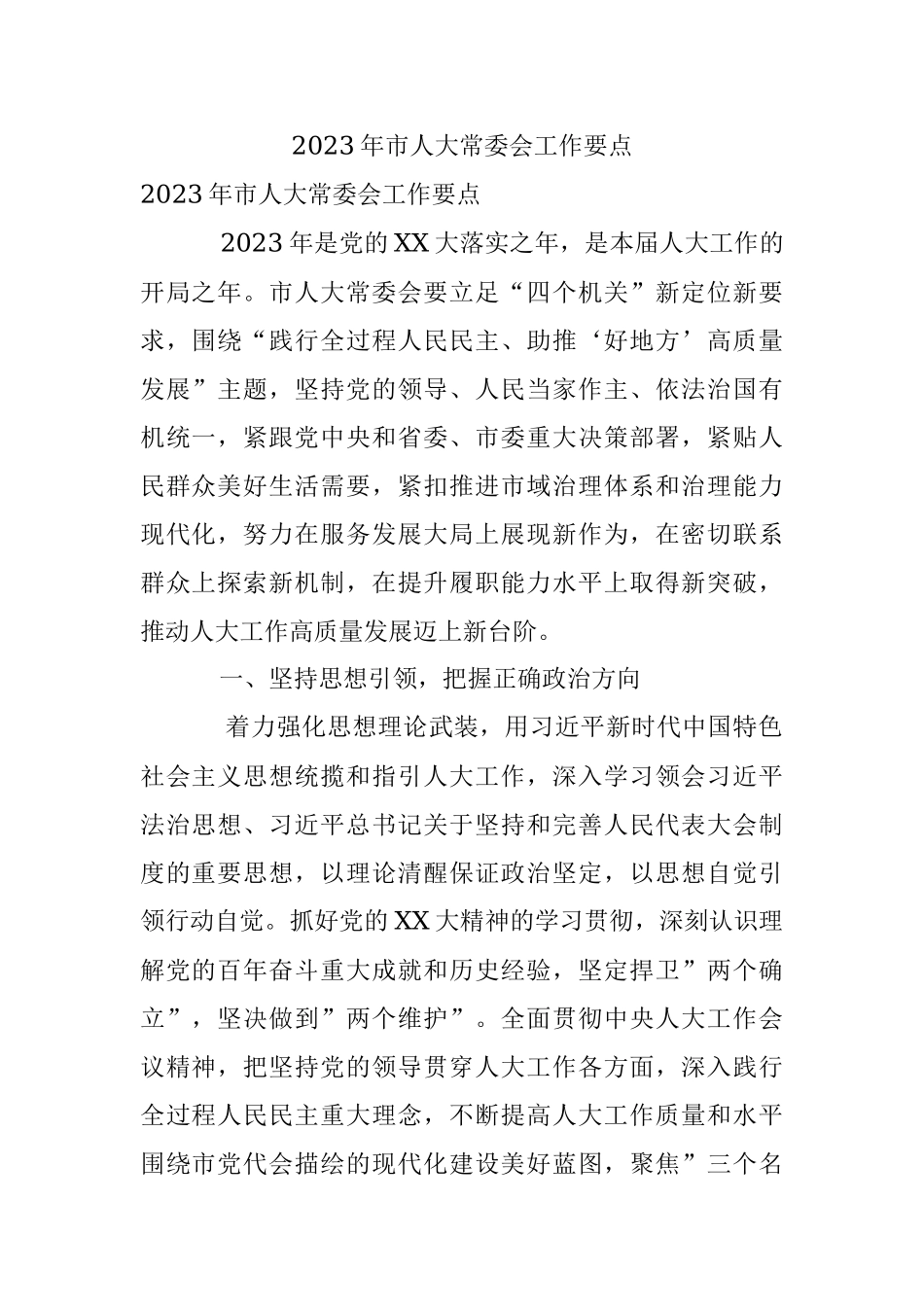 2023年市人大常委会工作要点.docx_第1页