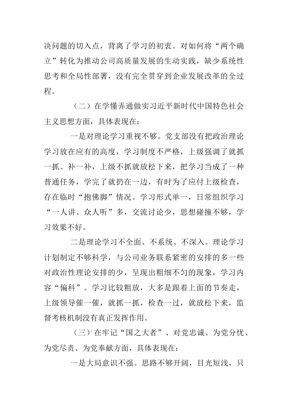 上年度组织生活会党支部支委对照检查材料.docx_第2页