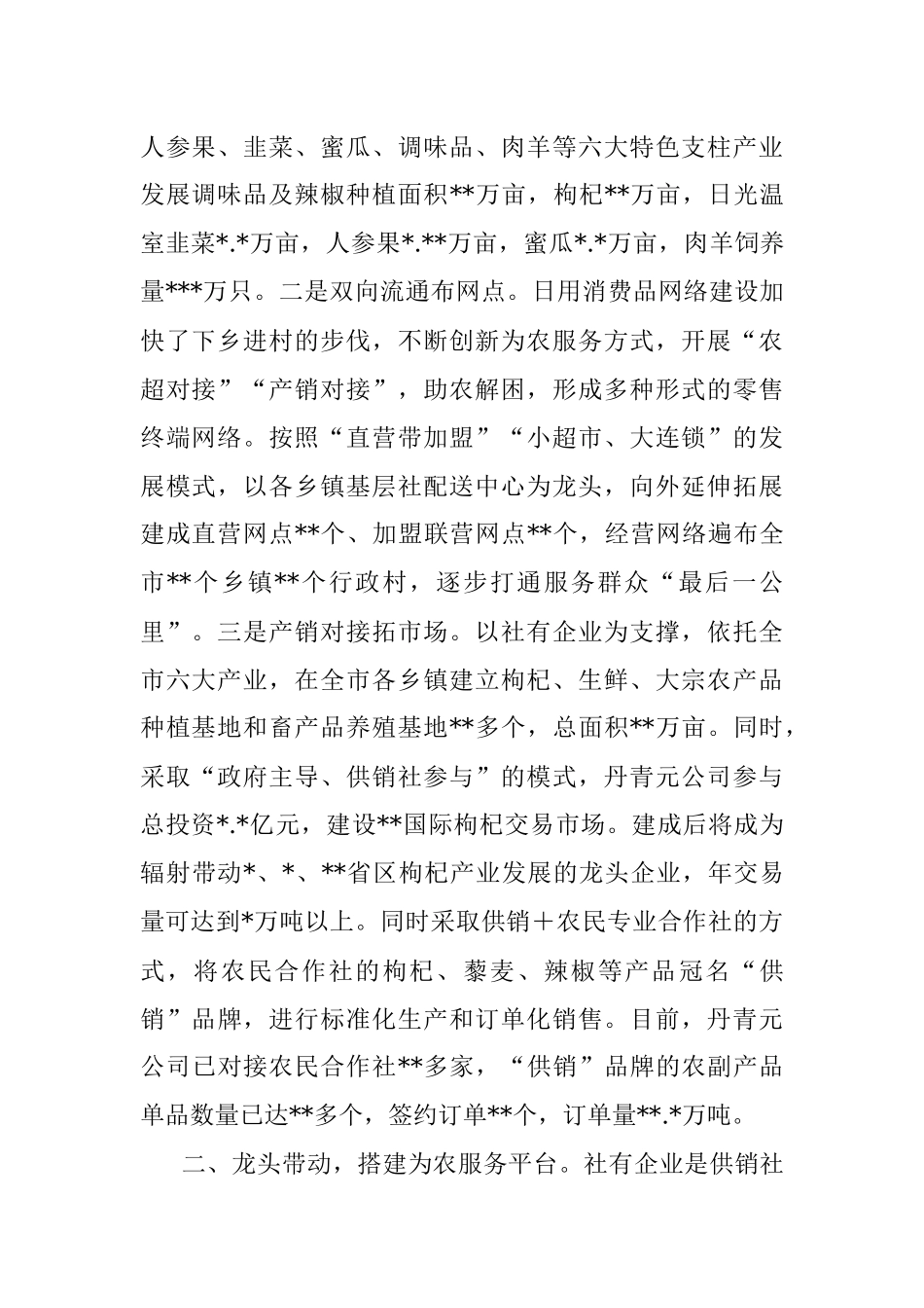 某市积极探索供销集团化发展模式的情况汇报.docx_第2页