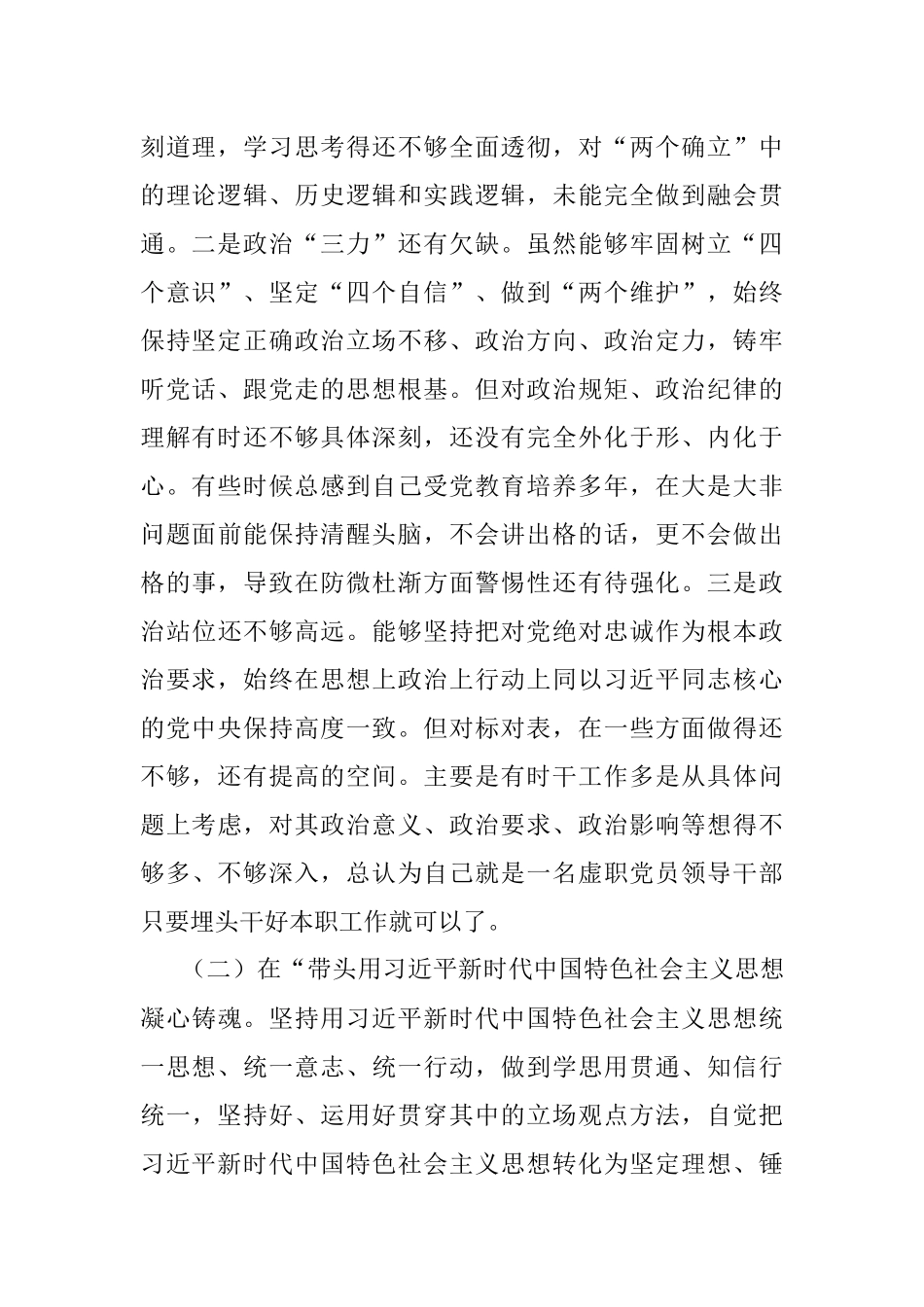 市局领导（军转干部）2022年度民主生活会对照检查发言提纲.docx_第2页