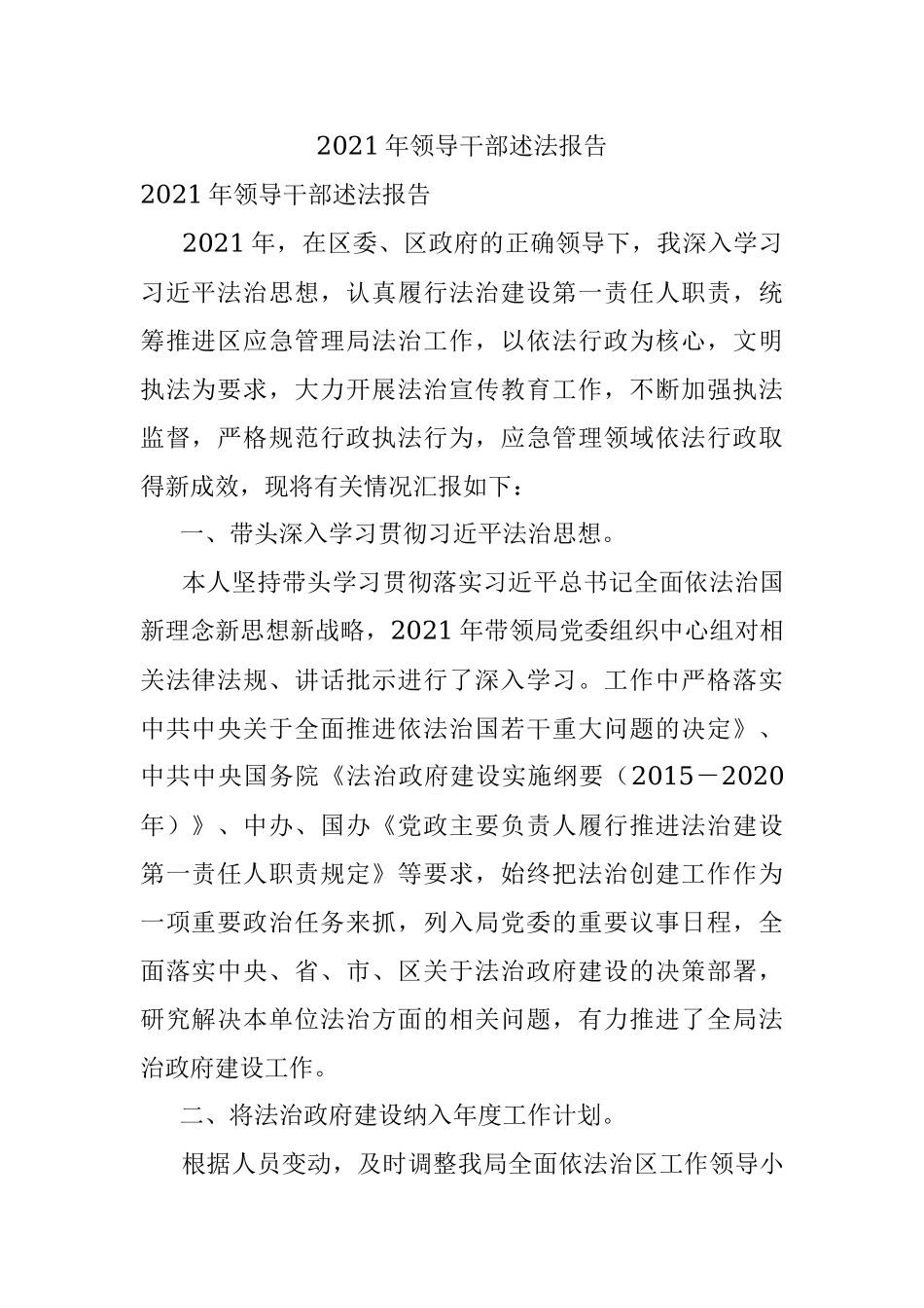 2021年领导干部述法报告.docx_第1页