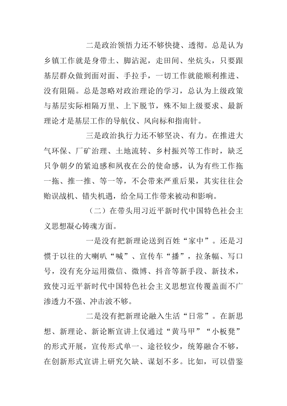 乡镇党委班子成员在民主生活会“六个带头”对照检查材料.docx_第2页