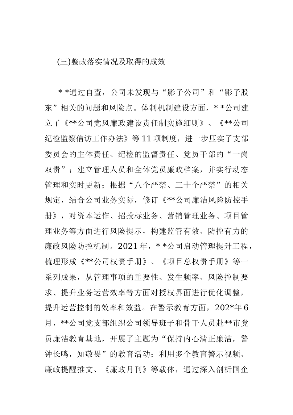 公司党支部关于持续深化化公为私问题专项整治工作情况的总结报告.docx_第3页