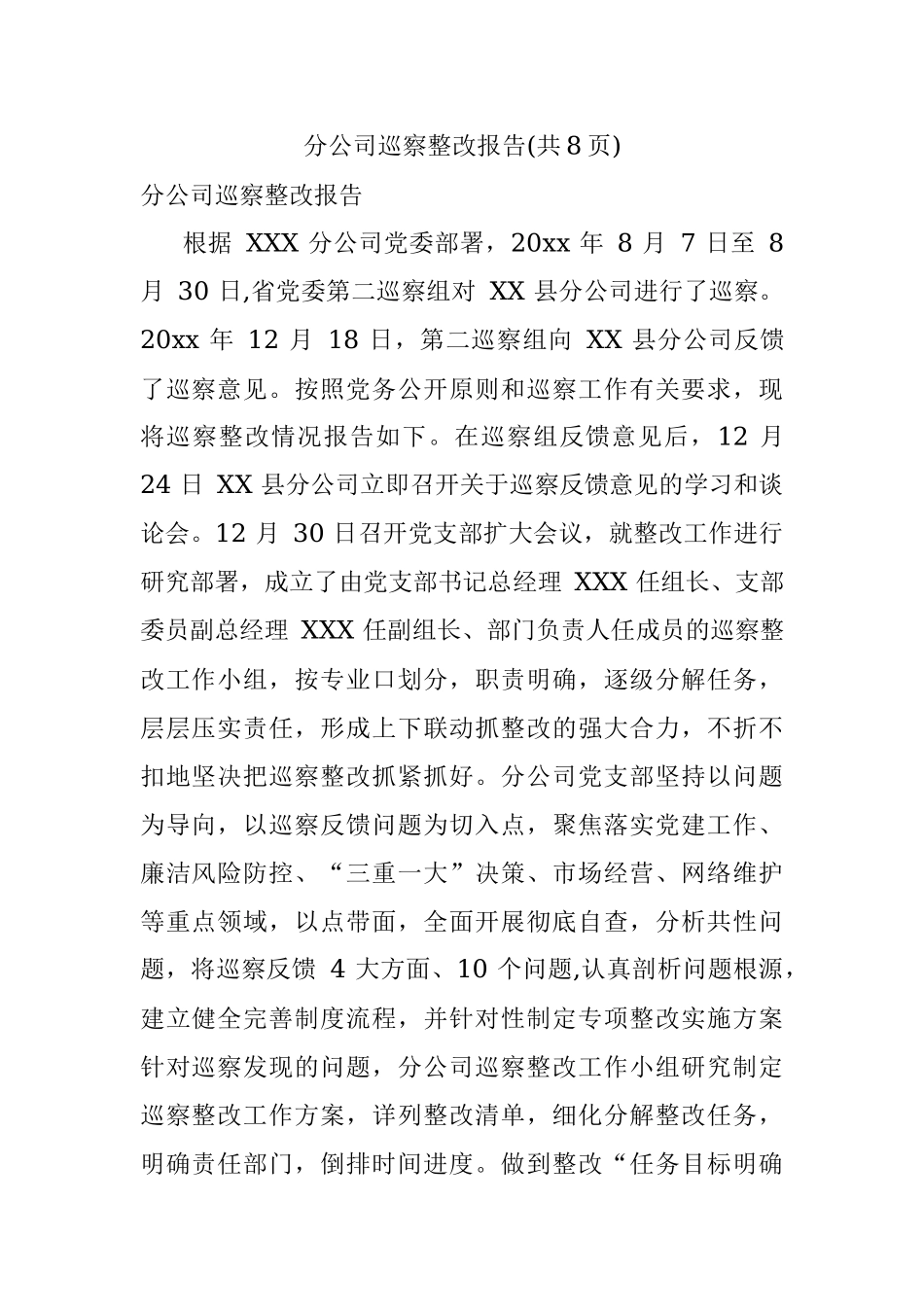 分公司巡察整改报告(共8页).docx_第1页