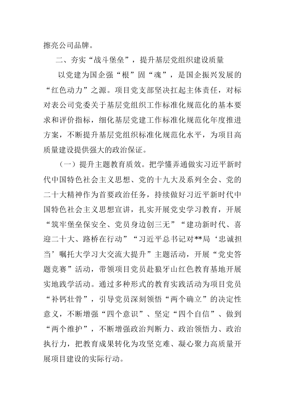 国企党建与项目建设双融双促工作情况报告.docx_第3页