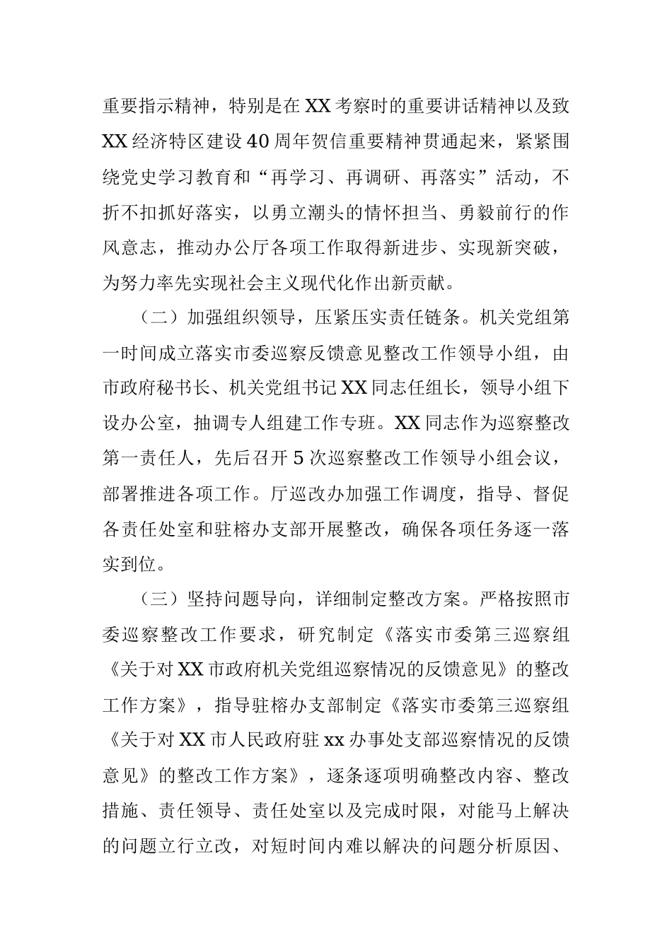 市人民政府机关党组关于巡察整改进展情况的报告.docx_第2页