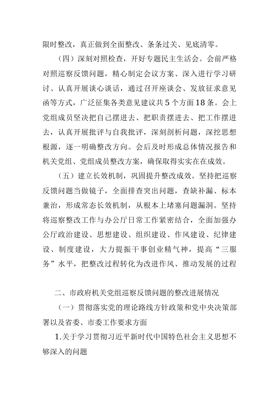 市人民政府机关党组关于巡察整改进展情况的报告.docx_第3页