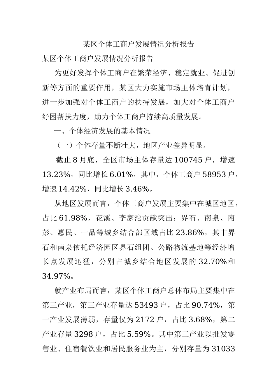 某区个体工商户发展情况分析报告.docx_第1页