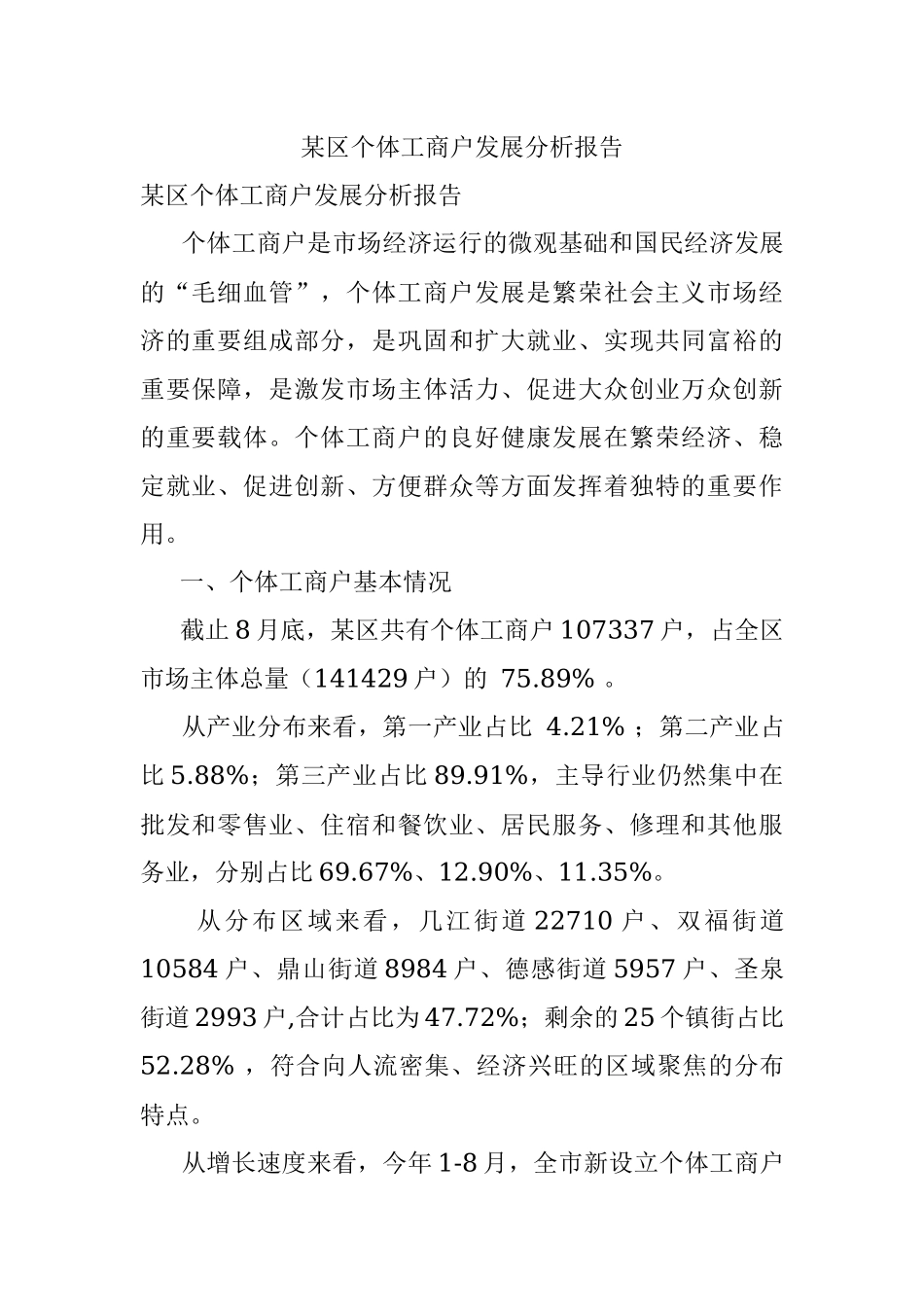 某区个体工商户发展分析报告.docx_第1页