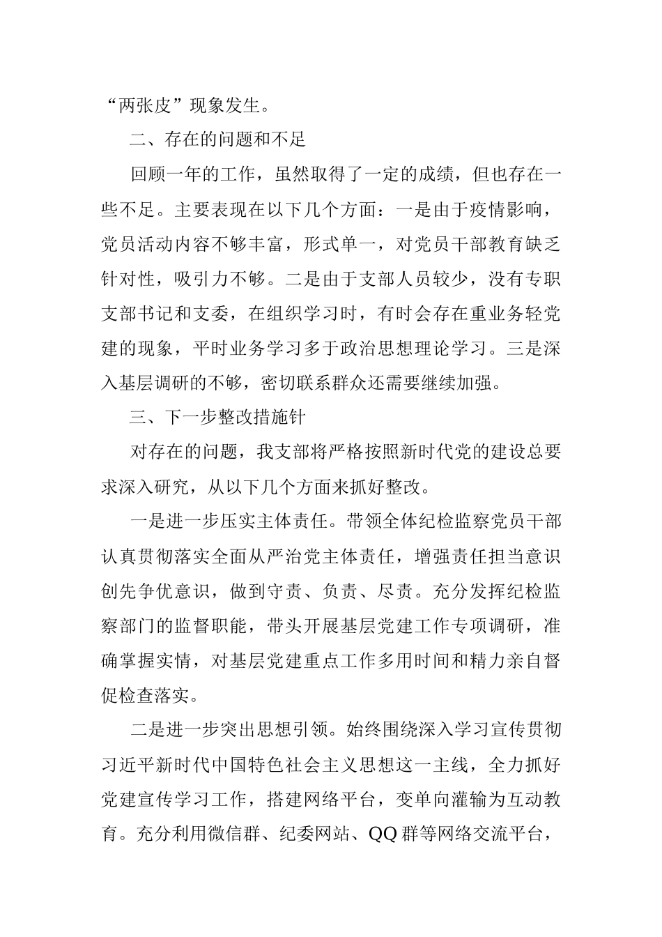 纪委党支部书记2021年抓党建工作述职报告.docx_第3页