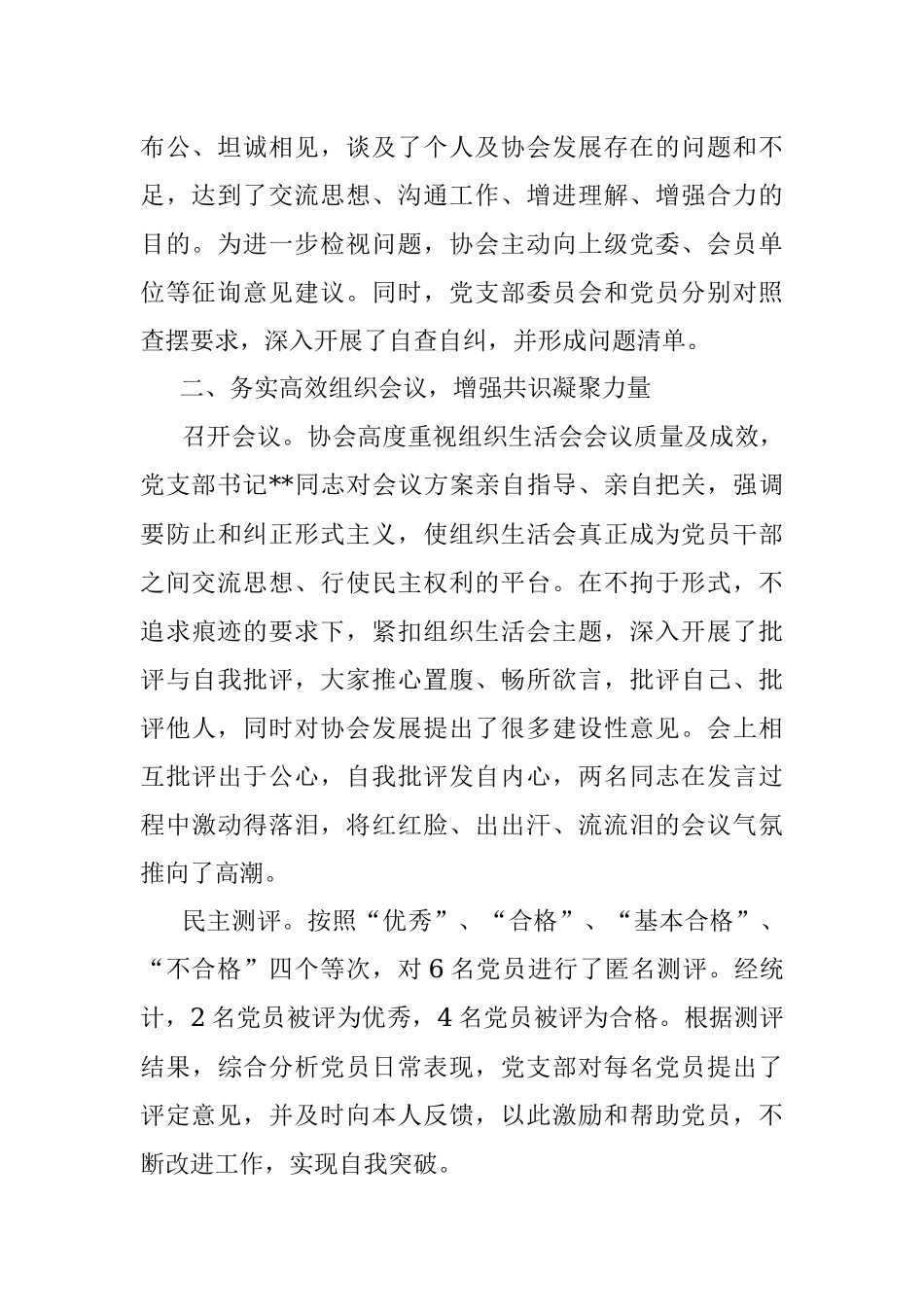 行业协会组织生活会和民主评议党员情况报告.docx_第2页