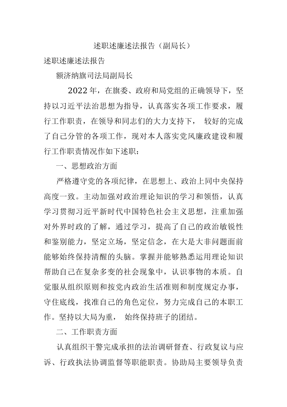 述职述廉述法报告（副局长）.docx_第1页