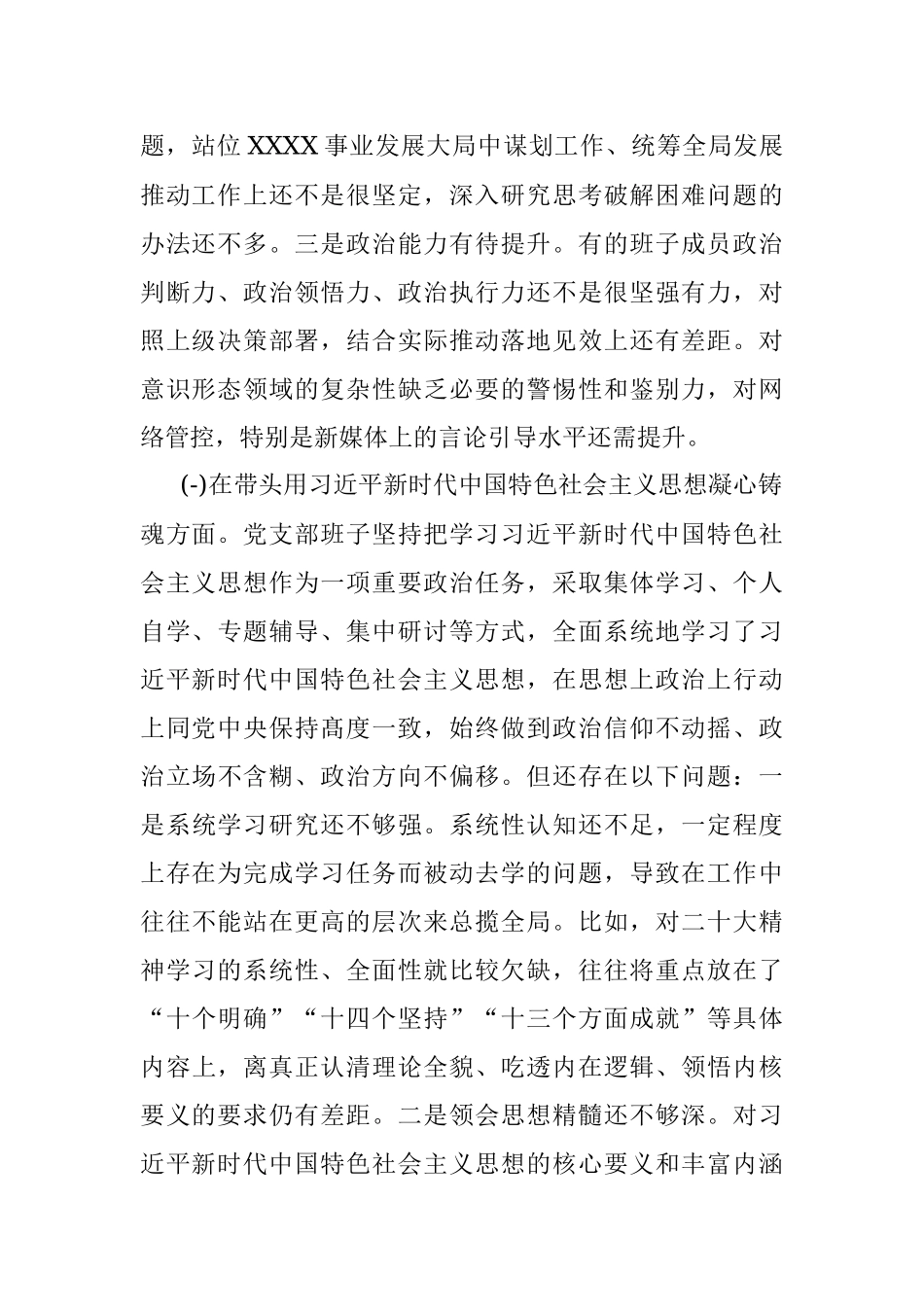 2022年度党支部班子民主生活会对照检查材料.docx_第2页