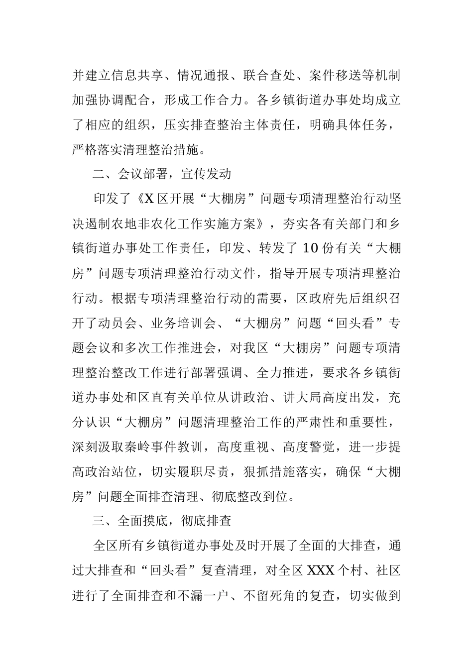 X区人民政府关于X区“大棚房”问题‍专项整治行动排查清理工作的报告.docx_第2页